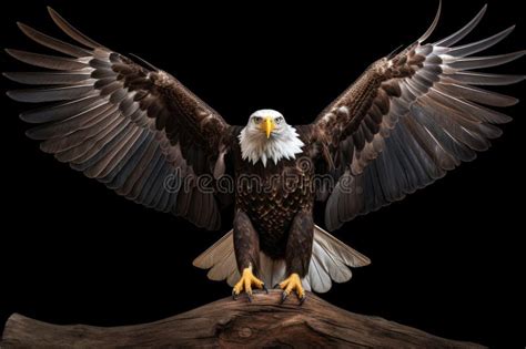 Bald Eagle with Wings Spread Wide in a Powerful Pose Stock Photo ...