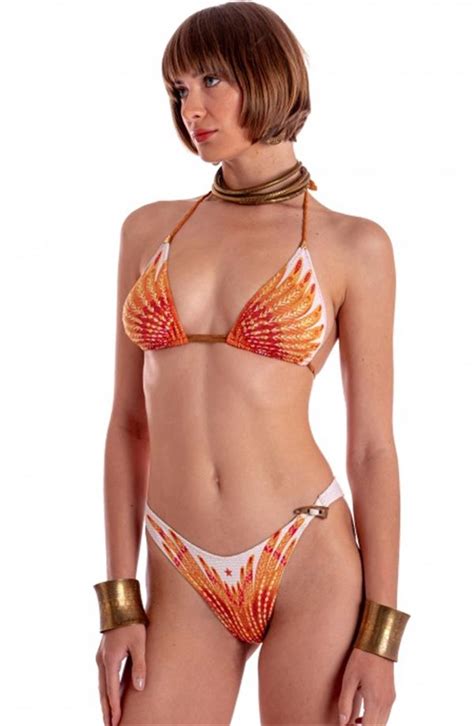 PADDED TRIANGLE BIKINI WITH STUDS WINGS PRINT