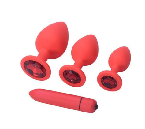 Silicone Jeweled Anal Plugs 3 Set And Dildos Bullet Vibrator Etsy