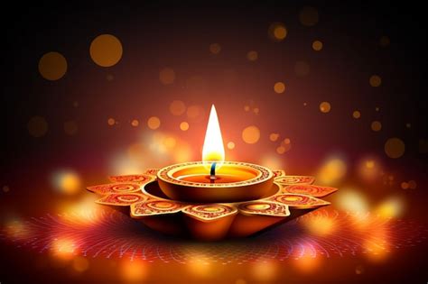 Premium Photo Illustration Of Burning Diya On Happy Diwali