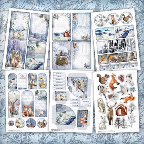 Woodland Winter Junk Journal Printable Kit Digital Download Etsy