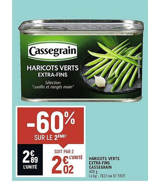 Promo Haricots Verts Extra Fins Cassegrain Chez Spar Icatalogue Fr