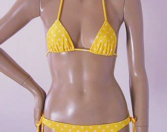 Crossback Ballet Top And Tie Bottom Bikini In Yellow Polka Dot Etsy