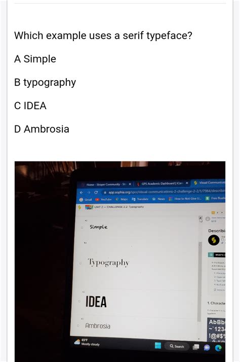 [Solved] . Which example uses a serif typeface? A Simple B typography C ...