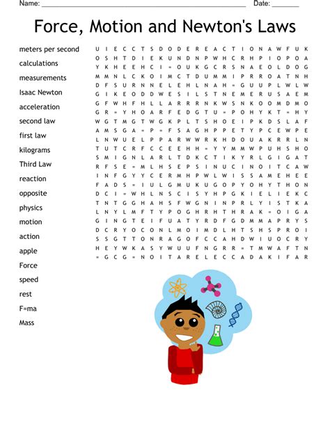 Force Motion And Newton S Laws Word Search Wordmint