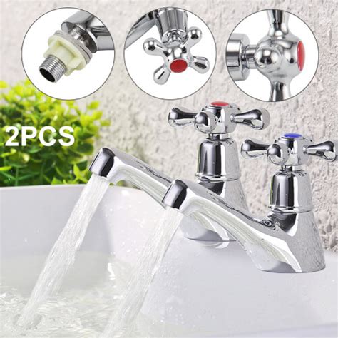 Bathroom Sink Taps Pair Taps Twin Hot And Cold Bath Bathroom Sink On OnBuy