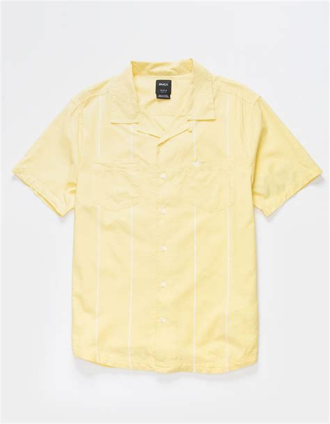 Rvca Kevin Spanky Long Easy Mens Button Up Shirt Canary Tillys