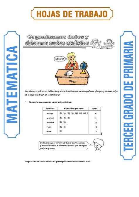 Organizamos Datos Para Tercer Grado De Primaria Bonito Para Imprimir