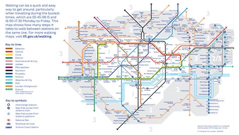 Tfls Walk The Tube Map Shows Walking Distance Between London