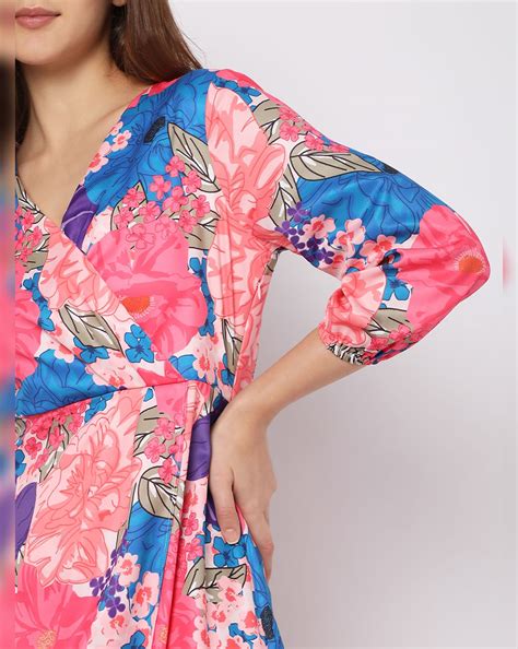 Pink Floral Wrap Dress