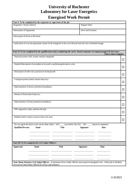 Appendix B Energized Electrical Work Permit Doc Template Pdffiller