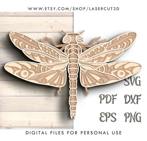 3d Layered Paper Cut File Dragonfly Svg 3d Multilayer Svg Etsy