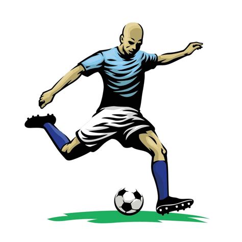 Hand Drawing Of Soccer Player Kicking The Ball 23172398 Vector Art At