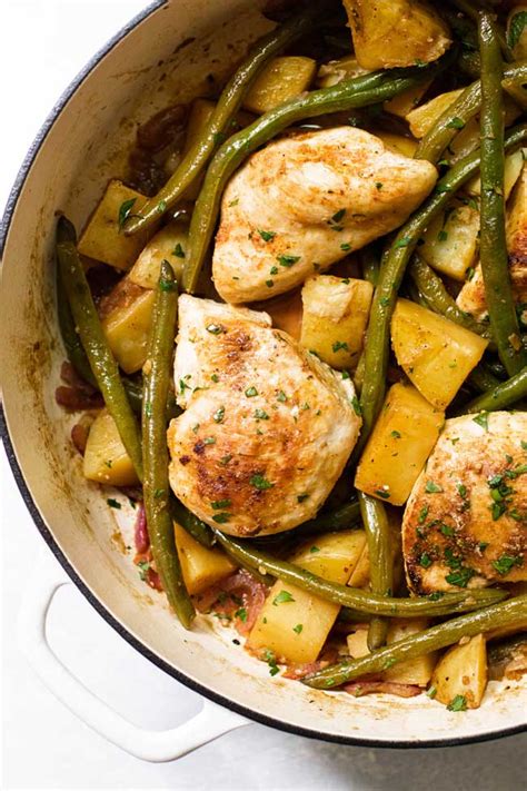 Chicken With Lemon Garlic Green Beans Potatoes Girl Gone Gourmet