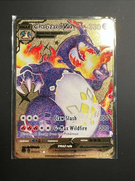 Shiny Charizard Vmax Gold Metal Charizard Pokemon Card Values Mavin