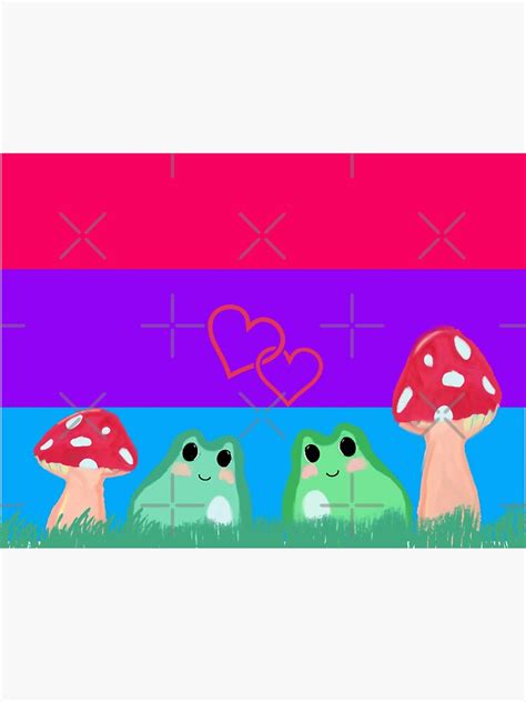 Bi Pride Flag With Frogs And Mushrooms Sticker By Jolie Art Redbubble