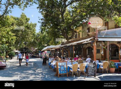 Restaurants And Tavernas On Orfeos Street In The Old Town Rhodes Town