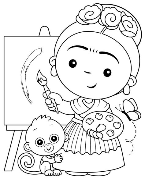 Desenhos De Frida Kahlo Para Colorir E Imprimir Colorironline