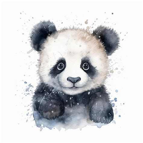 Una Pintura De Acuarela De Un Oso Panda Foto Premium