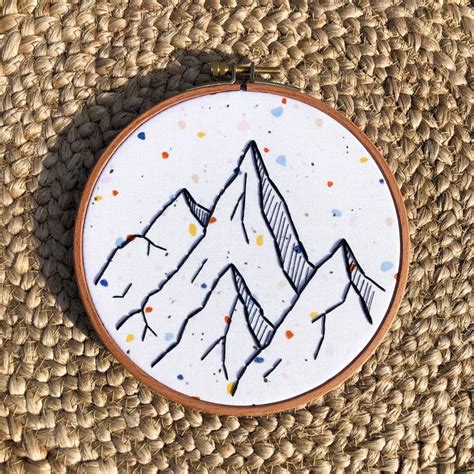 Mountain Range Mountain Range Embroidery Mountain Wall Art Hand