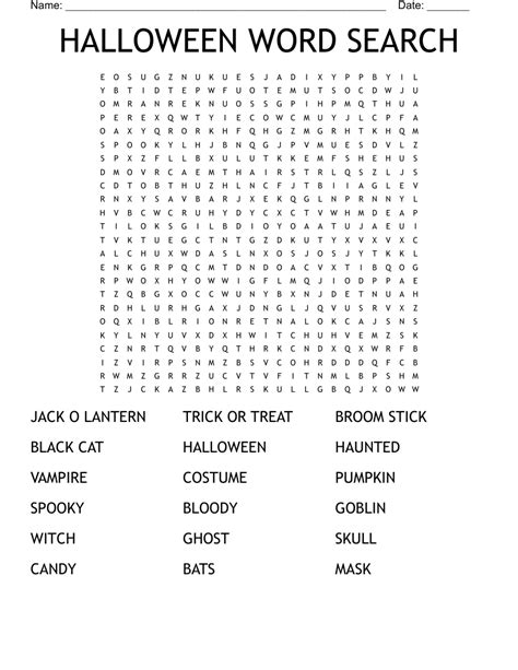Halloween Word Search Wordmint