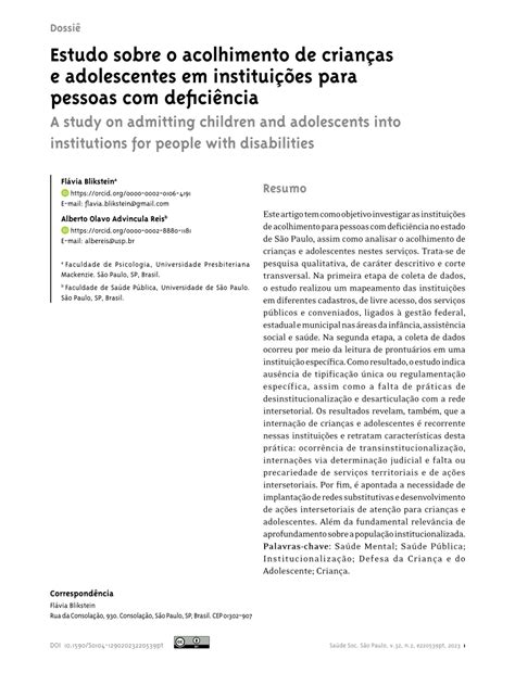 Pdf Estudo Sobre O Acolhimento De Crian As E Adolescentes Em