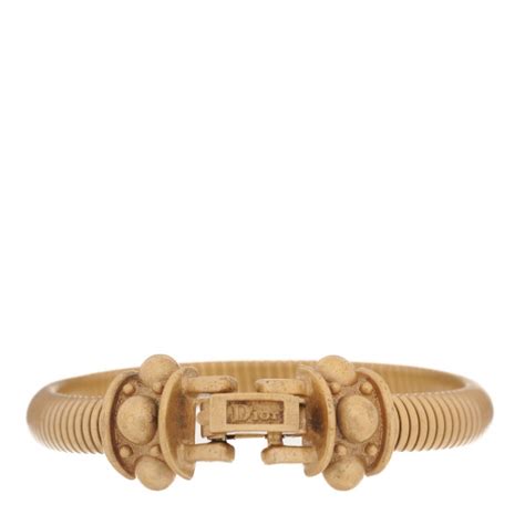 CHRISTIAN DIOR Metal Logo Bracelet Gold 1118231 | FASHIONPHILE