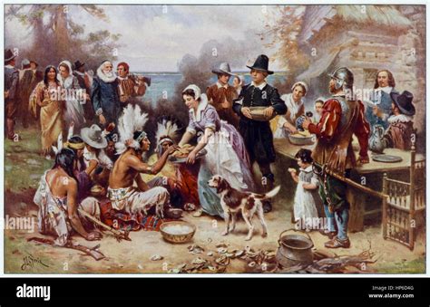 The First Thanksgiving 1621 By Jean Leon Gerome Ferris 1863 1930