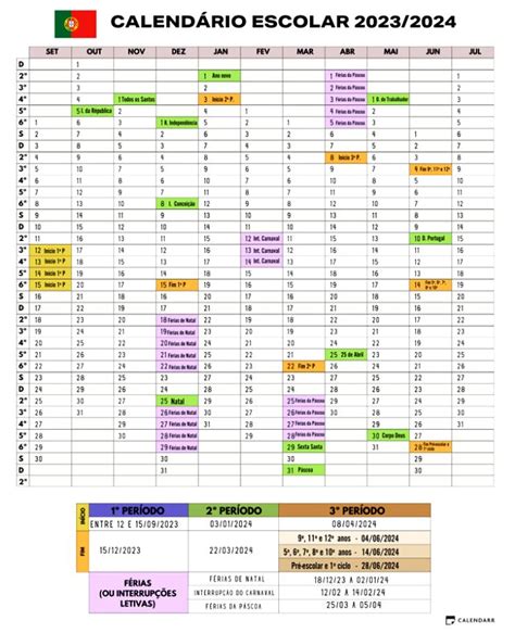 Calendário Escolar 2023 2024 Datas Do Ano Letivo E Das Férias Calendarr