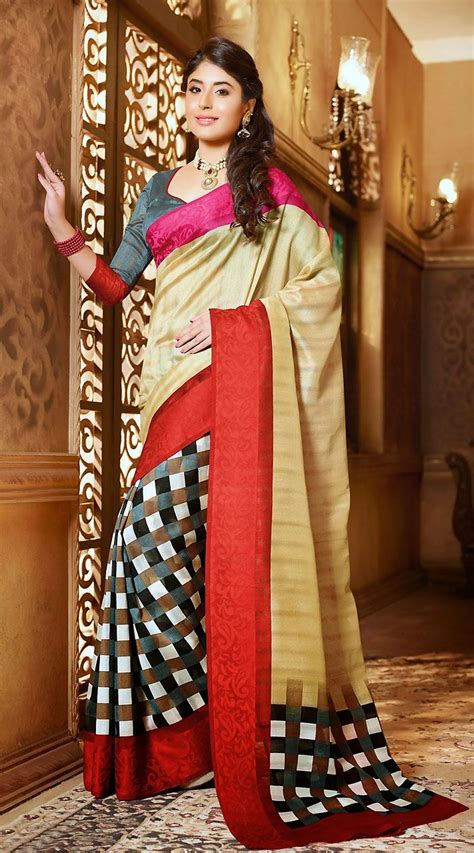 Kritika Kamra White And Dark Cream Printed Saree Hy1095023 Saree