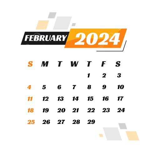 Calendario Febrero 2024 Vector Png Dibujos Calendario Febrero 2024