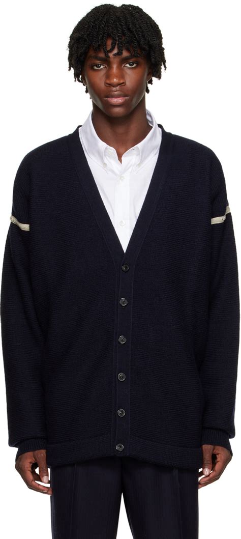 Navy Elbow Patch Cardigan By Maison Margiela On Sale