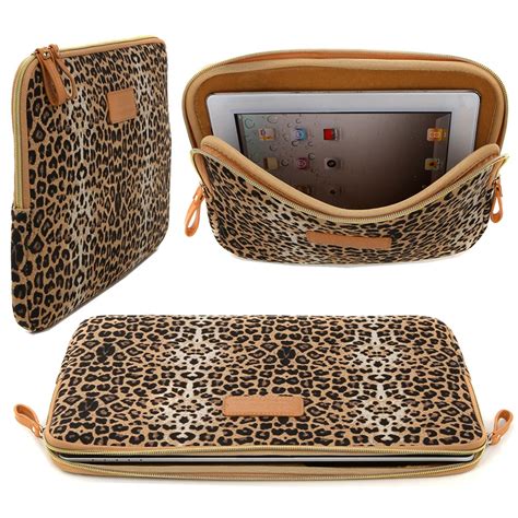 Kayond Hot Laptop Sleeve Bag Brown Leopard Print Canvas Notebook