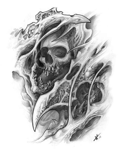 Bio Mechanical Skull Sketches By Frankenshultz Biomechanical Tattoo