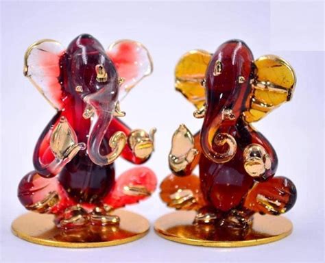 Craftfry Ganesha Idol For Gift Glass Lord Ganesh Murti Idol Show Pieces