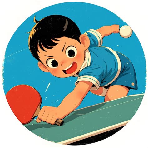 Un Niño De Asia Oriental De Unos 30 Años Jugando Al Tenis De Mesa Vector Premium Generado Con Ia