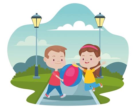 Premium Vector | Cute happy kids having fun cartoons