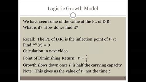 Logistic Growth Model Youtube