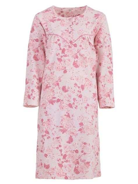 Zeitlos Nachthemd Thermo Nachthemd Rosen Blumen Nachtkleid