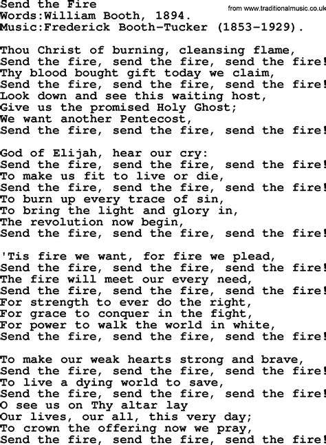 Pentecost Hymns Song Send The Fire Lyrics And Pdf