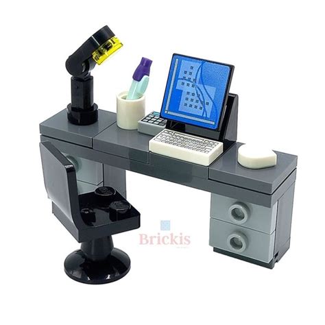 Moc Lego Office Desk Computer Working From Home Chair Keyboard Lamp