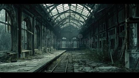 Old Abandoned Dark Train Station Stock Photo Image Of Structure