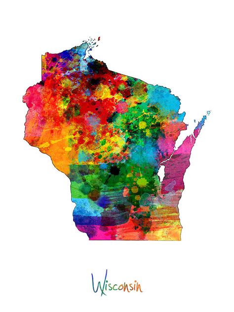 Wisconsin Map Digital Art By Michael Tompsett Fine Art America