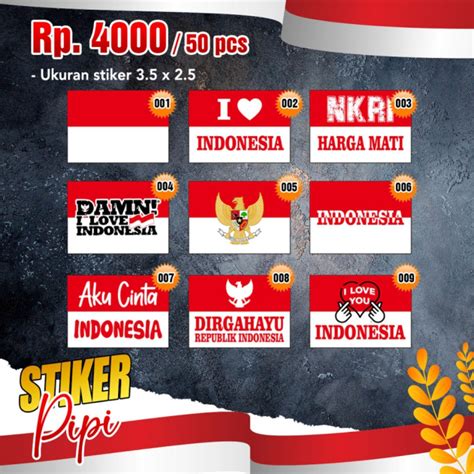 Jual 50pcs Tempelan Sticker Stiker Pipi Stiker Pipi Bendera Merah