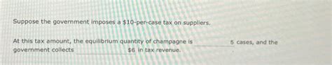 Solved Suppose The Government Imposes A 10 Per Case Tax On