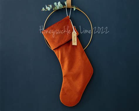 Personalised Luxury Velvet Christmas Stocking Rust