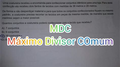 Mdc M Ximo Divisor Comum Concurso P Blico Quest O Vestibular