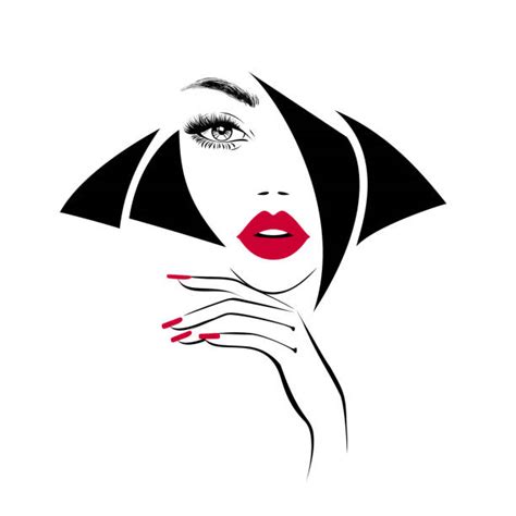 Red Nails Black Model Illustrations Royalty Free Vector Graphics