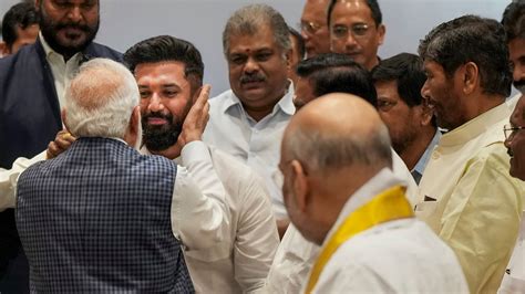 Chirag Paswan Gets Modi Hug Congress Calls It Rahul Gandhi Impact