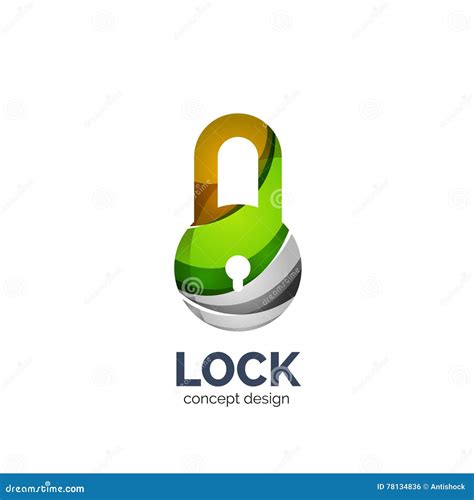 Vector Creative Abstract Lock Logo Created With Lines Stock Vector